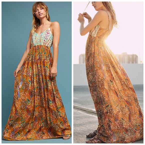 Anthropologie Raga Parkland Embroidered Maxi Dress - Picture 2 of 8